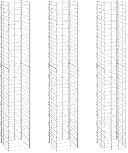 Lot de 3 jardinières surélevées en gabion, 30 x 30 x 200 cm, fer robuste, largeur de maille 10 x 5 cm, pour jardin et aménagement paysager, plantation extérieure durable