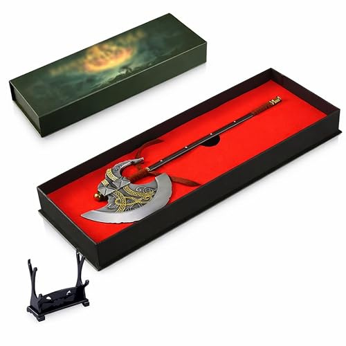 haobook Eldens Rings Godfrey Axt Replik Nightreign DLC 27 cm Vollmetall Sammlerstück mit Ständer Gaming Deko Geschenk