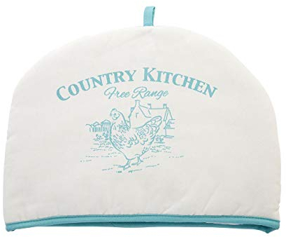 Premier Housewares Country Kitchen Tea Cosy, 100% Cotton, Natural/Blue