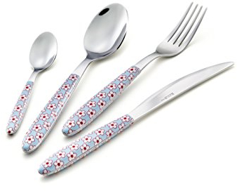 Eme Set 24pz Posate Vetrina Salvaspazio Vero Margarita Azzurro Made in Italy