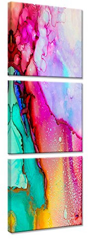 Feeby. Leinwandbild - 3 Teile - Bilder, Wand Bild, Wandbilder, Kunstdruck, 3-Teilig, 50x150 cm, ABSTRAKT, MODERN, ROSA