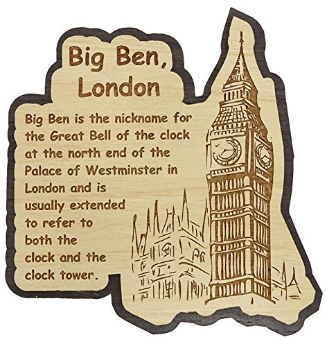 Printtoo Big Ben London Kuehlschrankmagnet Holz graviert Souvenir Geschenk Collectibles