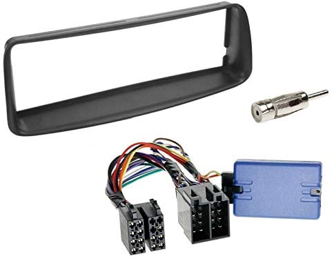1 DIN Radio Einbauset mit Lenkradfernbedienung für Peugeot 206 CC 2002-2007 schwarz