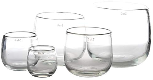 DutZ Collection | Pot Deko Glas Vase H 18 cm D 20 cm Windlicht Übertopf | Mundgeblasen Dickwandig Transparent Klar | Tischdeko Frühling Sommer