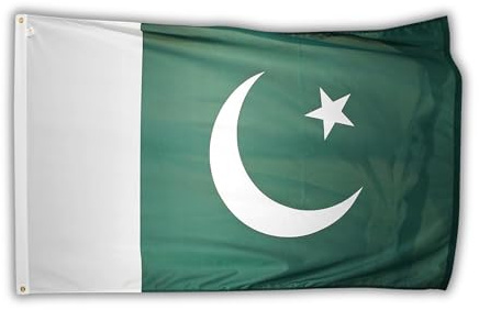 Pakistan Flag 5ft x 3ft with Brass Eyelets – Polyester Pakistani Flag Banner for Pakistan Independence Day, Cricket Matches, Home & Garden Display