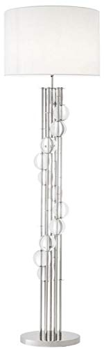 Casa Padrino Luxus Stehleuchte Silber/Weiß Ø 48 x H. 176 cm - Designer Lampe mit Kristallglas - Luxus Wohnzimmer Lampe