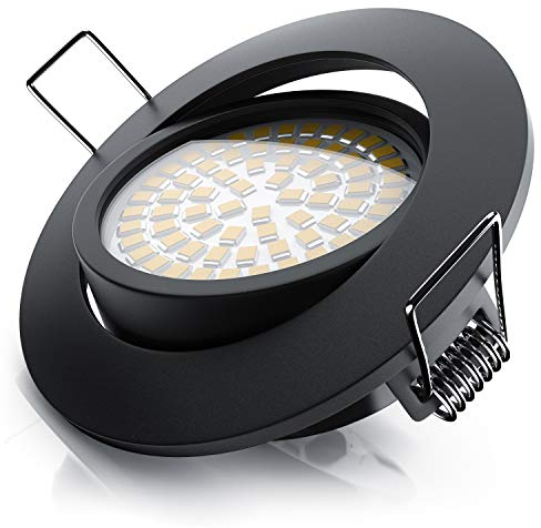 Brandson - LED Deckenspot dimmbar Einbaustrahler schwenkbar - Ultra Flache Spots Einbauleuchte - Einbauspot Deckenstrahler - Abstrahlwinkel 120 Grad - 230V - schwarz