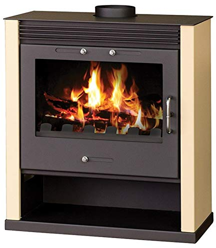 Victoria 05 Holzofen, massiver Brennstoff, Rubin, elfenbeinfarben/rot, 13 kW, Eco-Design (Elfenbein)