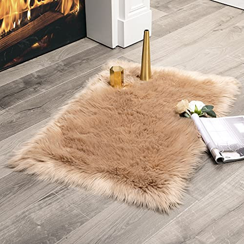 MIULEE Faux Fell Teppich Flauschig Weiche Warm Modern Bodenmatte Sofa Matte Kunstfell Dekofell Rechteck Bettvorleger Wolle Longhair Optik Gemütliches 60x90 cm Kamel