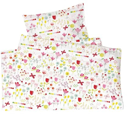 Bio Kinderbettwäsche 100% Bio-Baumwolle (kbA) GOTS zertifiziert, Blumenwiese, 135 x 200 cm / 40 x 80 cm, Jersey-Stoff