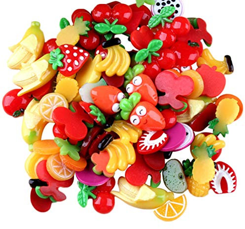 SUPVOX 30pcs Flatback Slime Charms Fruit Slime Cabochons Mixed Flatback Resin Embellishments Beads Making Supplies for DIY Crafts