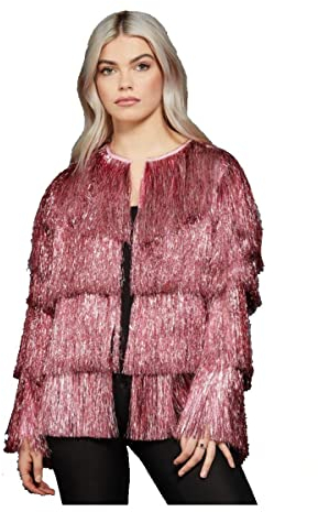 Smiffys Fever Lametta Festival Jacke, Rosa