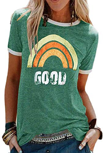 heekpek T-Shirt Femme Été Chemisier Chic T-Shirts Blouse Col Rond Tops Manches Courtes T Shirt Grande Taille Coton T Shirt Imprimé