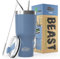 Beast Thermobecher 1050ml 40 oz Stürmischer Himmel I Mehrweg Thermo Kaffeebecher To Go mit 2 Strohhalmen & Reinigungsbürste I Doppelwandiger Trinkbecher aus Edelstahl Perfekt für Kaffee oder Eiskaffee