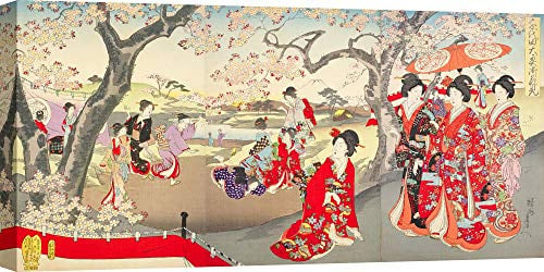 ART PRINT CAFE' Leinwandbild: Hanami auf der Burg von Edo, 140x70