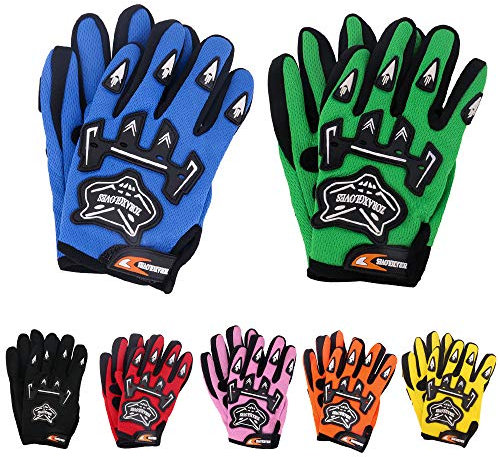 Zorax Negro (S - 5 cm) Guantes de Motocross MX para niños Guantes de Moto para niños Dirt Bike Quad Moto