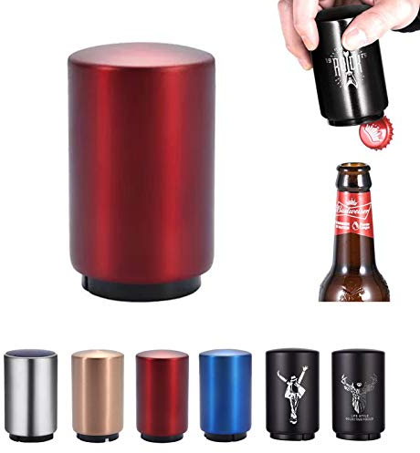 SUOXU Magnetic Automatic Bottle Opener,Beer Gift Men Father's Day,Stainless Steel Push Down Opener Weak Hands Arthritis Hands Beer Soda Cap Opener Kitchen Accessories,Christmas Gifts Stocking Fillers