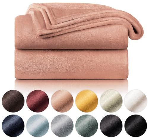 Blumtal Fleecedecke 130x150 cm - Oeko-TEX zertifizierte Kuscheldecke - Wohndecke 130x150 cm - weiche Decke Couch als Wohn- & Kuscheldecke Rosa - Tagesdecke Rosa - Decke Rosa 130x150 - Rosa Decke
