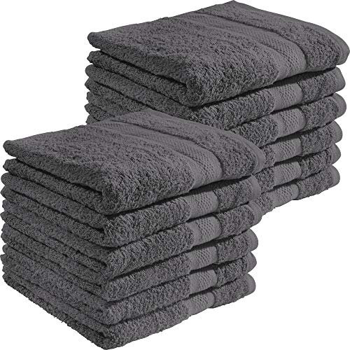 REDBEST Handtuchset, Frottierset 12er-Pack Chicago anthrazit Größe 50x80 cm - saugstark, strapazierfähig, ideal für Reisen, Sport (weitere Farben)