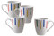UNITED COLORS OF BENETTON. BE110 Set 4p Mugs 11cm 360ml New Bone China diseño Rayas de Colores Casa Benetton, Loza