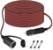 URAQT Cable de Extensión de Coche, 4.6M 12V/24V Cable Alargador Mechero, 15A Encendedor de Cigarrillos Plug, 17 AWG Cable de extensión Impermeable Universal, Alargadores Enchufes con 3 Fusibles