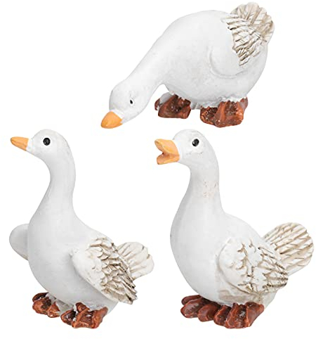 Cabilock 3Pcs Harz Ente Figur Ente Statue Mini Tierfigur Gartenfigur Dekofigur Skulptur Enten Garten Ornamente für Garten Rasen Teich Balkon Deko