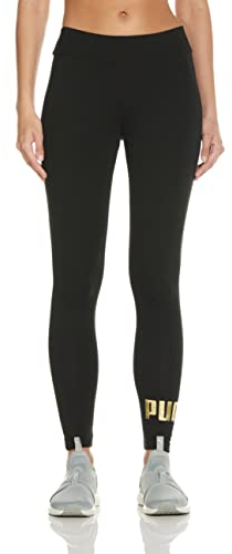 PUMA ESS+ Metallic Leggings┃Trainingstights für Damen, Schwarz, S