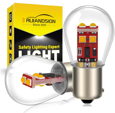 Ruiandsion 2 lampadine LED 1156 7506 BA15S Ambra 9V-30V 12V 3535 6SMD LED Chipsets Sostitutive per Luci Frecce, Non Polarità