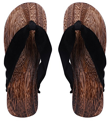 XGOPTS Flip-Flops Japanisch Slippers Holz Zehentrenner Herren Männer Sandalen Rutschfest Schlappen Drachenmuster Strandschuhe Weich Atmungsaktiv Schlappen Elegant Outdoor Strand Spa Kimono Yukata