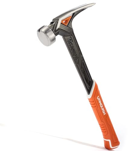 Vanquish Martello da carpentiere in titanio da 325 ml con testa liscia, un pezzo forgiato, con supporto magnetico per chiodi e impugnatura in gomma, 0536