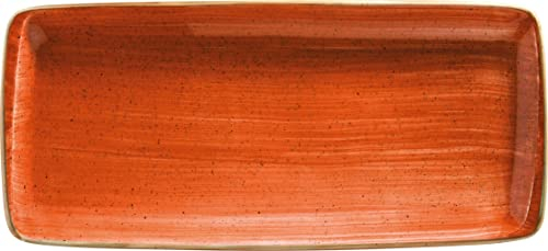 6x Bonna Aura Terracotta Moove Platte rechteckig 34x16cm 2,5cm hoch Orange Creme Porzellan ATCMOV35DT Servierplatten Speiseteller Essteller Geschirr