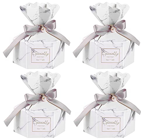 50 Stück Süßigkeiten Geschenkbox für Hochzeit und Taufe - Kleiner Schmuckkästen mit Schleife für Party und Gastgeschenk