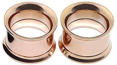 Beydodo Écarteur d Oreilles 12mm, Ecarteur Oreilles Acier Chirurgical 2 Pièces Tunnels de Chair Anneau d'or Rose