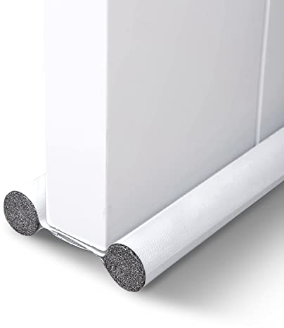 Dricar Door Draught Excluder, 96cm Double Sided Door Draft Stopper Bottom Door Draft Blocker, Cutable Under Door Draft Blocker Insulator Door Seal Weather Stripping Soundproof for Doors (White)