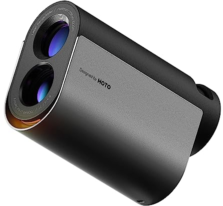 HOTO Telemetro da Golf, 1100 Yards/1000M, Misura 0.5s, Compensazione dell'Angolo e Bloccaggio di Pennone, Ingrandimento 6x Telemetro con Ventosa Magnetica, Ricarica di Tipo C, IPX4