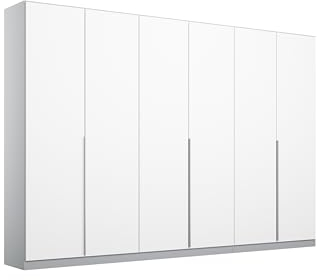 Rauch Möbel Alabama, Kleiderschrank für Schlafzimmer, Kinderzimmer, Wohnzimmer, Garderobe, Flur, 6-türig, mit Zubehör Classic, Farbe Weiß/Seidengrau, Breite 271 cm