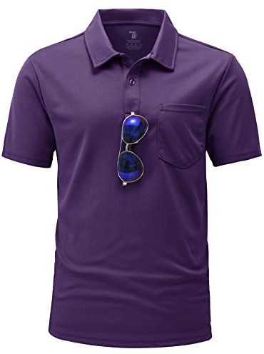 YSENTO Herren Poloshirts Kurzarm Polohemd T Shirts Golf Polo Slim Fit Tennis Polo T-Shirts mit Tasche(Lila,2XL)