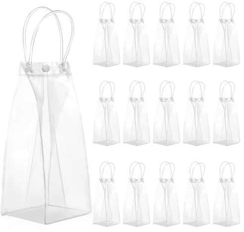 STOBAZA 15Pcs Sacchetto Di Imballaggio Sacchetti Trasparenti Per Bomboniere Piccolo Sacchetto Regalo Sezione Verticale Sacchetti Di Plastica Trasparenti Con Manici Tote Bag 10Cm Pvc
