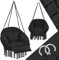 tectake® Hanging Egg Chair with Cushion, for Indoor Bedroom Decor as a Hanging Swing Chair, or Outdoor Use as Garden Furniture & Balcony Furniture, Supports 150 kg - Black