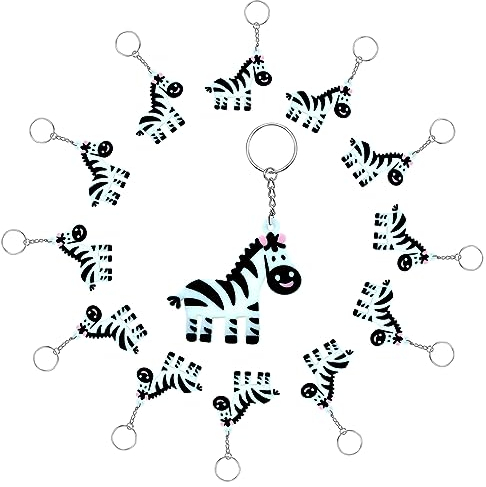 Luccyle 20 Pièces Mini Porte clé,Keychains pour Les Cadeaux des Enfants,pour Sac à Main Sac à Dos Porte-clé Décorations Mignon pour Noël Enfants Cadeau de Fête (Zèbre)