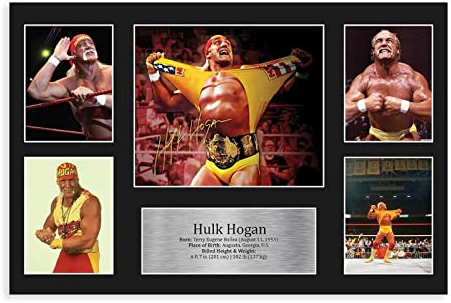 MAHWER Hulk Hogan signiertes Poster, Leinwand, Poster, Wandkunst, Dekor, Bild, Gemälde für Wohnzimmer, Schlafzimmer, Dekoration, ungerahmt, 30 x 45 cm