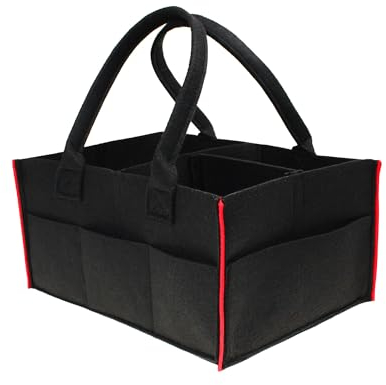 SILUK Baby Windel Aufbewahrungstasche Filztasche, Tragbarer Organizer Filzkorb Multifunktionale Wickeltasche, Aufbewahrungsbox mit wechselbaren Fächer (Rot)