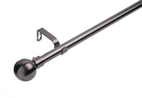 Lister Cartwright 19 mm Extendable Metal Curtain Poles, Black Nickel (Ball Finials, 120-210 cm)