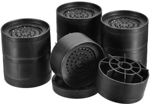 sourcing map Lot de 4 rehausseurs de meubles ronds réglables en hauteur de 9 cm pour cadre de lit, table, bureau, pieds de canapé, chaise, supporte 590,7 kg, noir