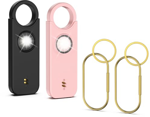 Brifit Taschenalarm [2er Pack] Personal Alarm 135dB Sirene, Aufladbar Schrillalarm mit LED Taschenlampe, Selbstverteidigung Sicherheit Schlüsselanhänger für Frauen/Kinder/Senioren/Student
