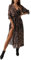 SEEKWISH Robe Longue Femme Ete Plage Boheme Col en V Manches Courtes Léopard Floral, Léopard, XL