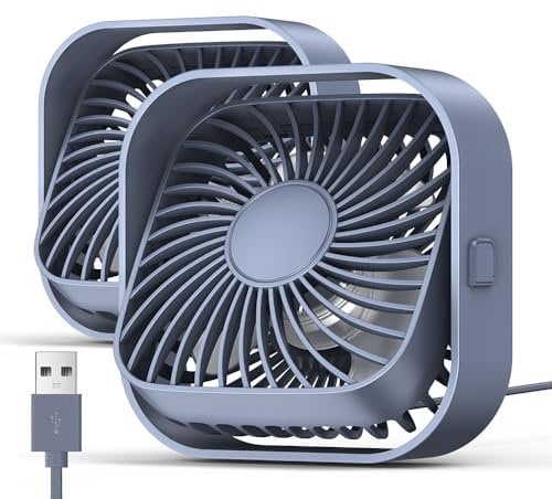 TOPK USB Ventilator 2 Stück Mini Tischventilatoren leiser Betrieb, USB Powered Tischventilator, 3 Geschwindigkeiten und 360° drehbarer Kopf für Home Office Schlafzimmer Tisch Desktop