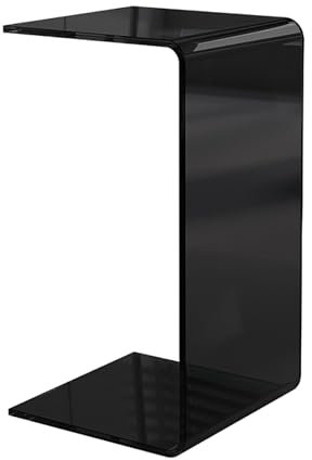 CMYAOYC Premium-Acryl-Beistelltisch, Beistelltisch, Sofa-Beistelltisch, Coach-Tisch, C-förmiger Couchtisch for Wohnzimmer und Kleine Räume (Color : Negro, Size : 26 H)