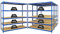PROREGAL Mega Deal 4er-Set Schwerlastregal Giant Elephant 180x180x60cm mit 5 Ebenen Fachlast 200kg Blau, Kellerregal, Steckregal, Garagenregal, Lagerregal