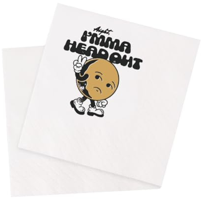 VOWFOO Aight I'mma Head Out Cocktail-Servietten, lustig, humorvoll, Emoji, Meme, Maskottchen, Retro, Vintage, Party, Einweg-Papierservietten, 100 Stück, 4,5 x 4,5 cm, 2-lagig (Aight I'mma Head Out)